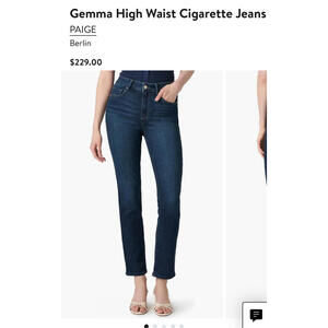 Paige Gemma High Waist Cigarette Jeans NWT Size 23